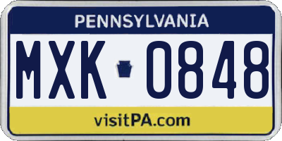 PA license plate MXK0848