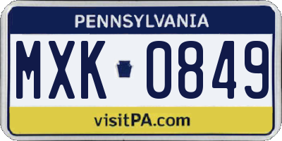 PA license plate MXK0849