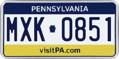 PA license plate MXK0851