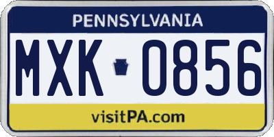 PA license plate MXK0856