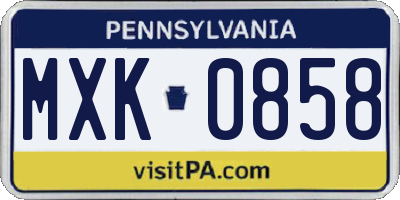 PA license plate MXK0858
