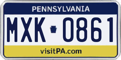 PA license plate MXK0861