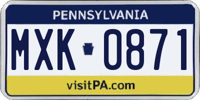 PA license plate MXK0871