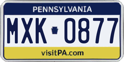 PA license plate MXK0877
