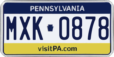 PA license plate MXK0878