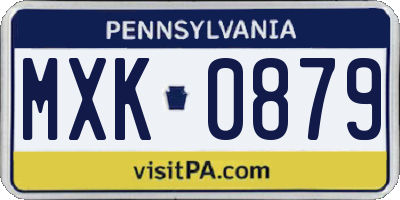 PA license plate MXK0879
