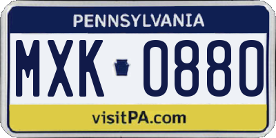 PA license plate MXK0880