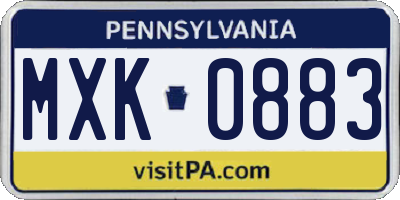 PA license plate MXK0883