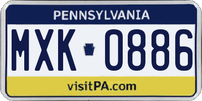 PA license plate MXK0886