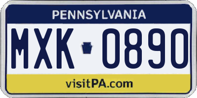PA license plate MXK0890