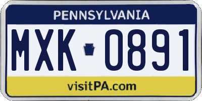 PA license plate MXK0891