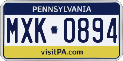 PA license plate MXK0894