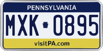 PA license plate MXK0895