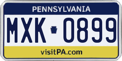 PA license plate MXK0899