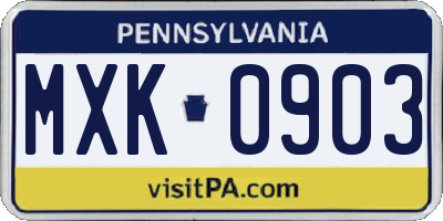 PA license plate MXK0903