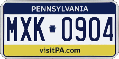 PA license plate MXK0904
