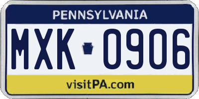 PA license plate MXK0906