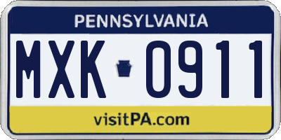 PA license plate MXK0911