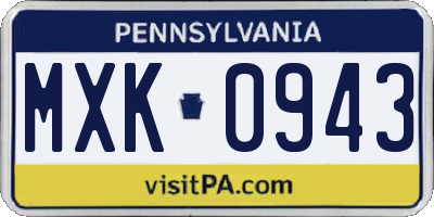 PA license plate MXK0943