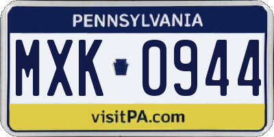 PA license plate MXK0944
