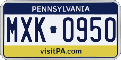 PA license plate MXK0950