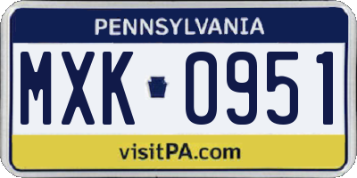 PA license plate MXK0951