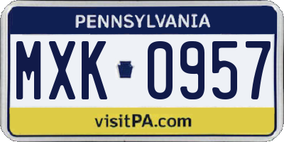 PA license plate MXK0957