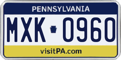 PA license plate MXK0960