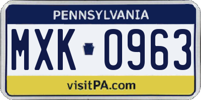 PA license plate MXK0963