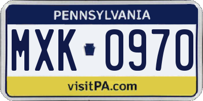PA license plate MXK0970