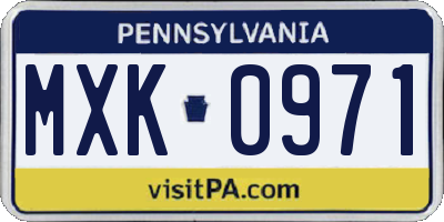 PA license plate MXK0971