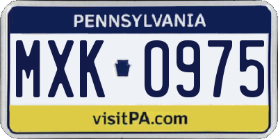 PA license plate MXK0975