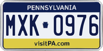 PA license plate MXK0976