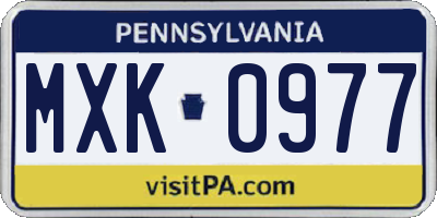 PA license plate MXK0977