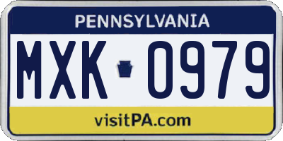 PA license plate MXK0979
