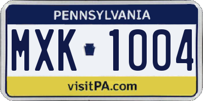 PA license plate MXK1004