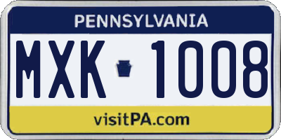 PA license plate MXK1008