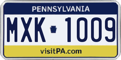 PA license plate MXK1009