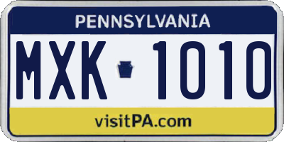PA license plate MXK1010