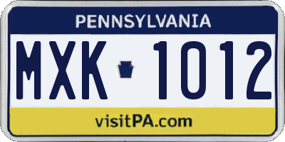 PA license plate MXK1012
