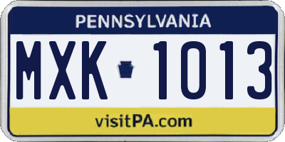 PA license plate MXK1013