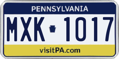 PA license plate MXK1017