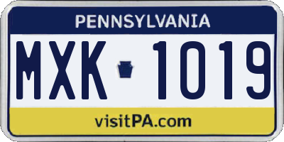 PA license plate MXK1019