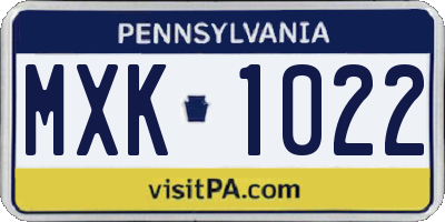 PA license plate MXK1022