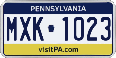 PA license plate MXK1023