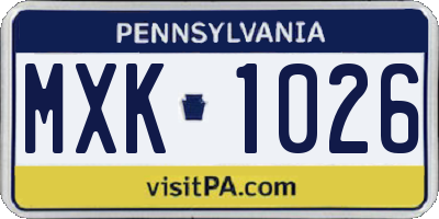 PA license plate MXK1026
