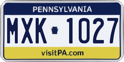 PA license plate MXK1027