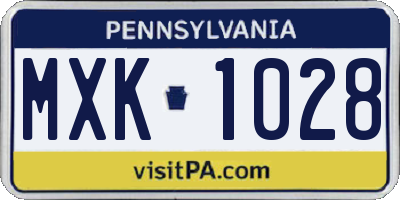 PA license plate MXK1028