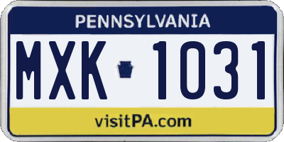PA license plate MXK1031