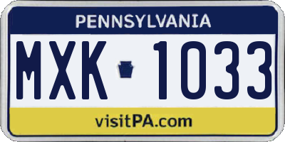 PA license plate MXK1033